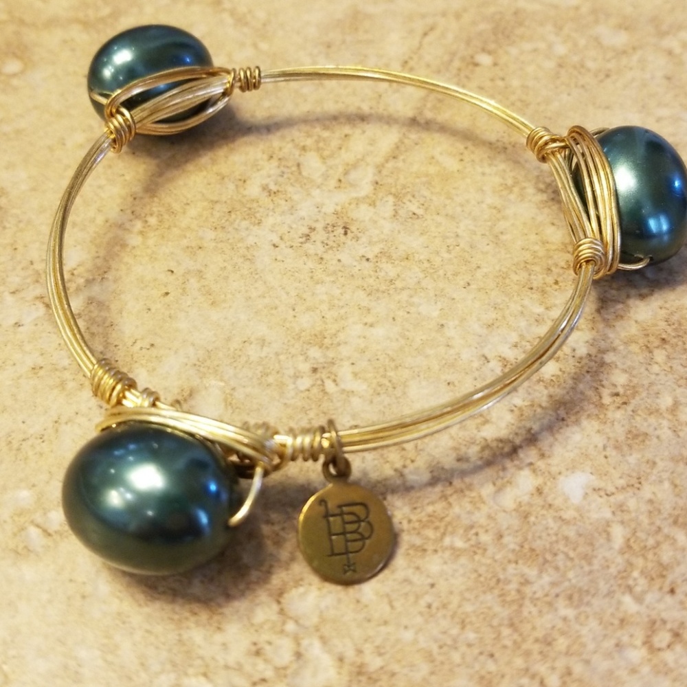 Bourbon and Bowties gray bead bracelet